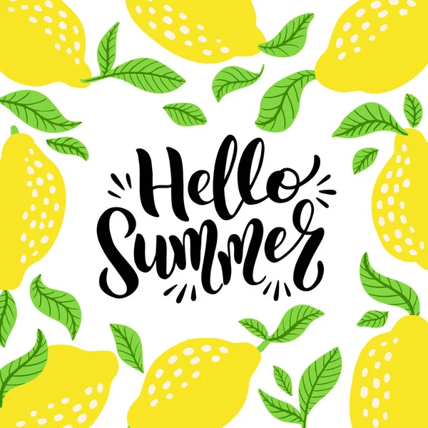 Lemon vector illustration, lettering and colorful design for poster, card, invitation. — Stock Vector