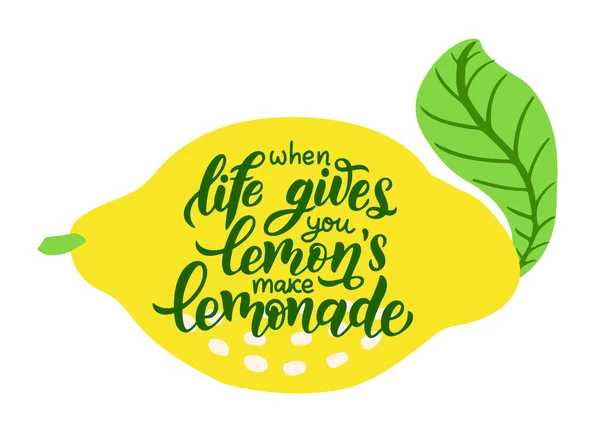 Жизнь Дает Лимоны Сделать Лимонад Ручной Рисовал Типографический Плакат Цитрусовые — стоковый вектор