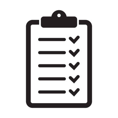 Kontrol listesi simgesi düz biçimi arkaplanda izole edildi. Web sitesi ve uygulama tasarımı için işaretleme listesi işareti.