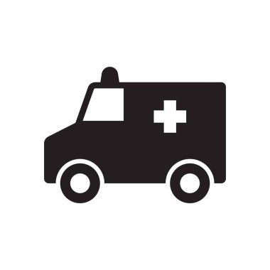 Beyaz arkaplanda ambulans simgesi, Vektör İllüstrasyonu.