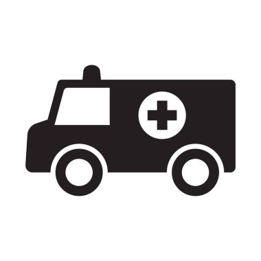 Beyaz arkaplanda ambulans simgesi, Vektör İllüstrasyonu.