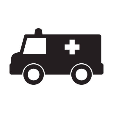 Beyaz arkaplanda ambulans simgesi, Vektör İllüstrasyonu.