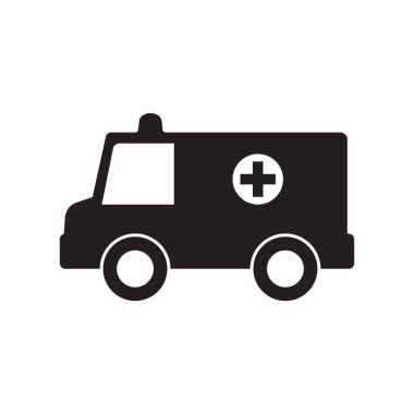Beyaz arkaplanda ambulans simgesi, Vektör İllüstrasyonu.