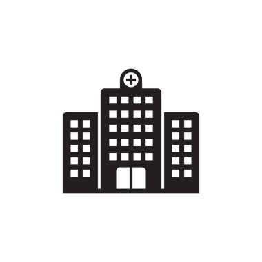 Hastane ikonu, hastane binası vektör ikonu izole edildi