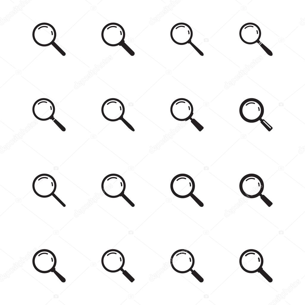 Search icon. Magnifying glass icon, vector magnifier or loupe sign.