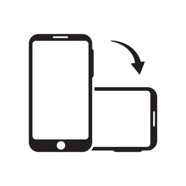 Akıllı telefon yalıtılmış simgesini döndürün. Aygıt döndürme sembolü. Mobil ekran yatay ve dikey dönüş.