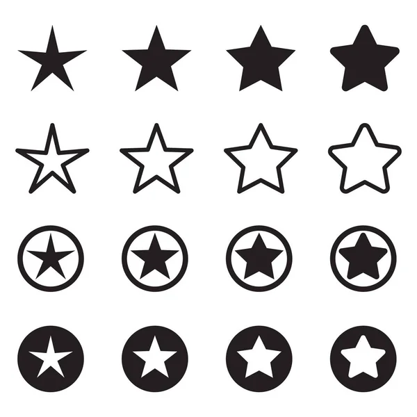 Εικόνες Αστεριών Διανυσματικά Σύμβολα Αστέρι Απομονώνονται Λευκό Φόντο — Διανυσματικό Αρχείο