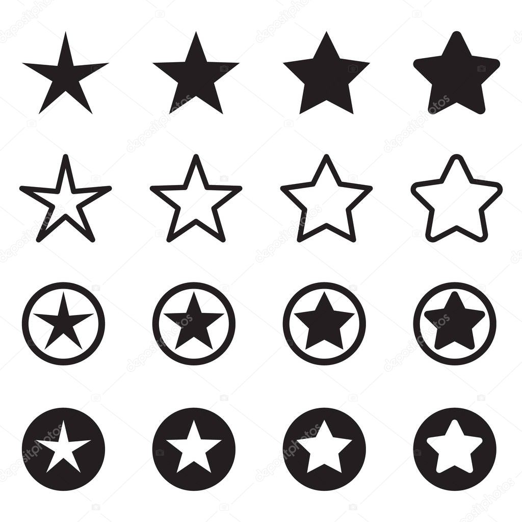 Star icons. Vector symbols star isolated on white background