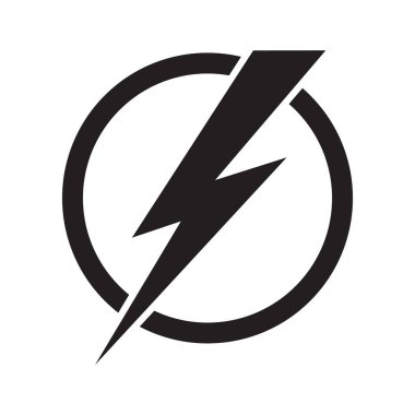 Yıldırım, elektrik güç vektör logo tasarım öğesi. Enerji ve gök gürültüsü elektrik sembolü kavramı. Daire yıldırım cıvata işareti. Güç hızlı hızlı logo