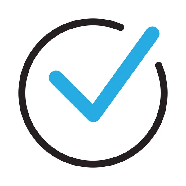 Zkontrolovat Ikonu Tlačítka Seznamu Modrá Zaškrtávací Značka Kružnici — Stockový vektor