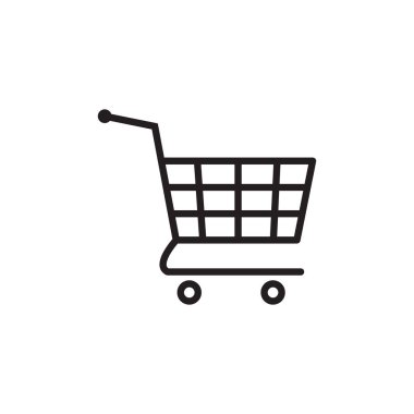 Alışveriş sepeti simgesi. Arabası simgesi.