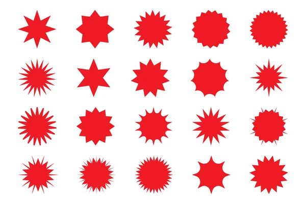 复古的星星 森伯斯特 红色光束烟花 设计元素 最好的销售贴纸 价格标签 质量标志 在白色背景上隔离的平面矢量图 — 图库矢量图片