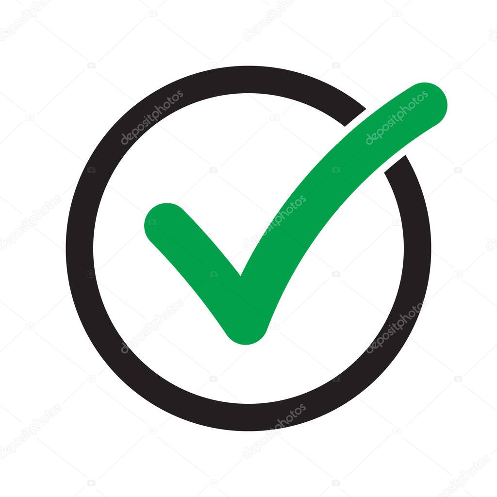 Tick icon. Check mark, verify icon, vector symbol.
