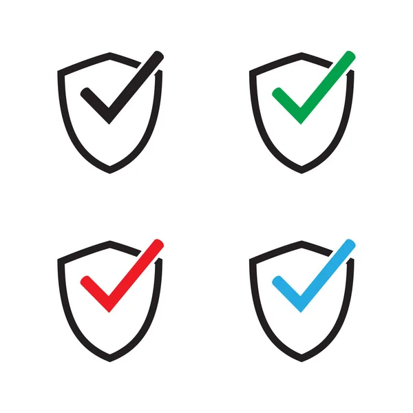 Escudo Con Símbolo Marca Verificación Marca Icono Seguridad Del Escudo — Vector de stock