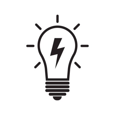 Ampul çizgisi ikon vektörü, beyaz arka planda izole edilmiş yıldırımlı lamba. Fikir işareti, çözüm, düşünme konsepti