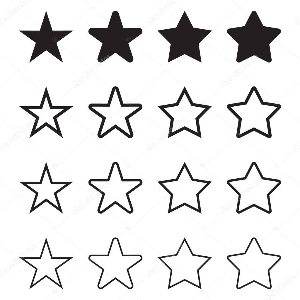 Star icons. Vector symbols star isolated on white background