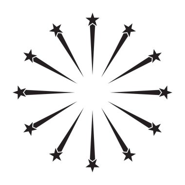 Parlak havai fişek karikatürü, kutlama ikonu vektörü