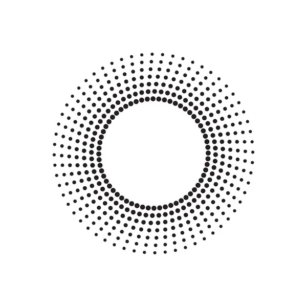 Půltónový Vektorový Vzorec Černý Abstraktní Kulatý Rám Polotónové Tečky Logo — Stockový vektor