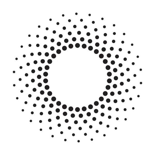 Půltónový Vektorový Vzorec Černý Abstraktní Kulatý Rám Polotónové Tečky Logo — Stockový vektor