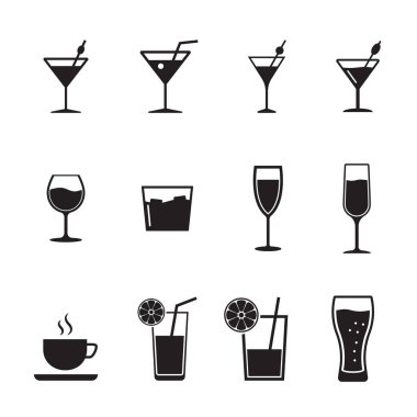 vektör siyah içki & içecekler Icons set.