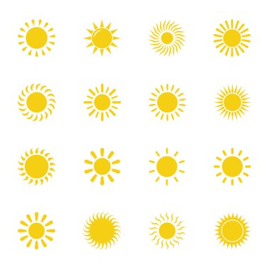 Güneş ikonu vektörü izole, güneş sembolü