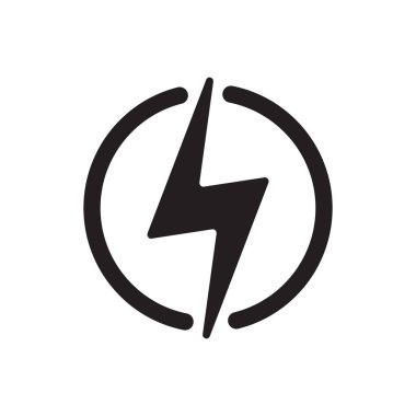 Yıldırım, elektrik güç vektör logo tasarım öğesi. Enerji ve gök gürültüsü elektrik sembolü kavramı. Daire yıldırım cıvata işareti. Güç hızlı hızlı logo