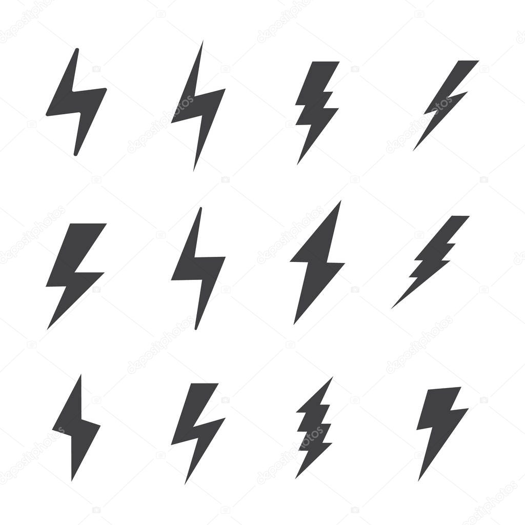 Lightning bolt electric icons. Simple set of lightning bolt electric Vector symbols collection on white backgound