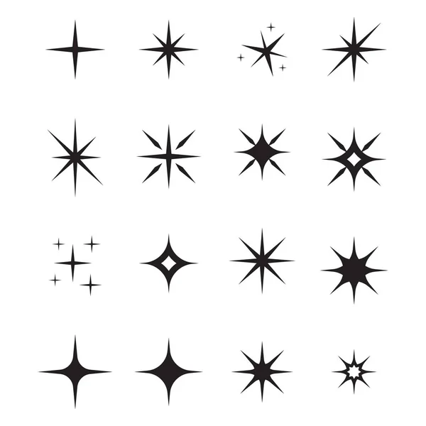 Iconos Estrella Brillantes Estrellas Chispas Estallido Brillante Navidad Vector Símbolos — Vector de stock