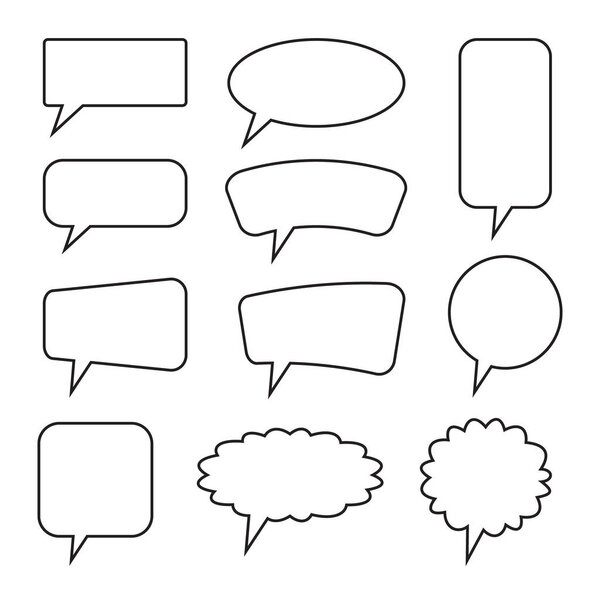 Speech bubble, speech balloon, chat bubble line art vector icon for apps and websites
