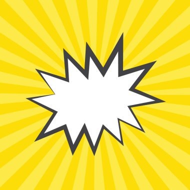 Çizgi roman patlama balonu, komik konuşma balonu boş şablonu ve sarı arka planda izole edilmiş pop sanat tarzı. vektör illüstrasyonu.