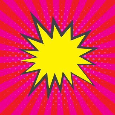 Çizgi roman patlama balonu, pembe arka planda izole edilmiş pop sanat tarzıyla komik konuşma balonu boş şablonu. vektör illüstrasyonu.