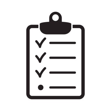 Kontrol listesi simgesi düz biçimi arkaplanda izole edildi. Web sitesi ve uygulama tasarımı için işaretleme listesi işareti.