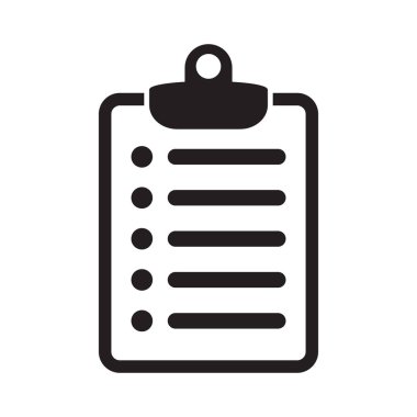 Kontrol listesi simgesi düz biçimi arkaplanda izole edildi. Web sitesi ve uygulama tasarımı için işaretleme listesi işareti.