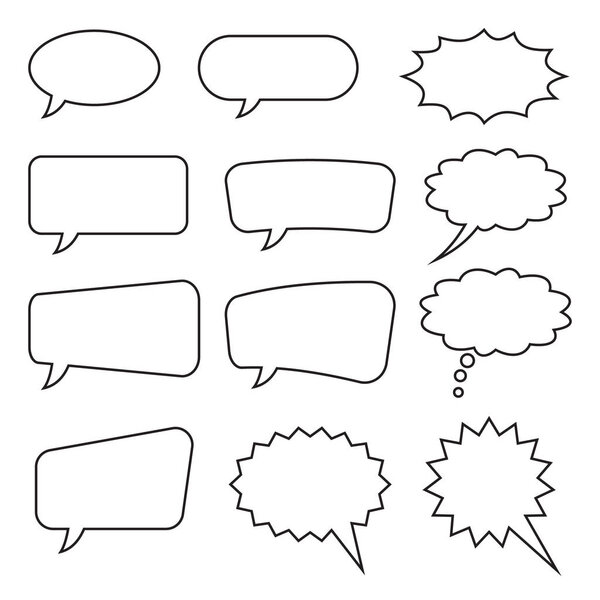 Speech bubble, speech balloon, chat bubble line art vector icon for apps and websites