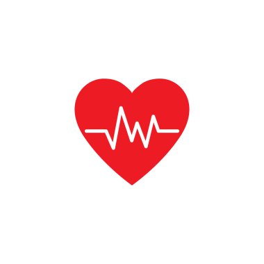 Kalp atışı, kalp atışı nabız, tıbbi uygulamalar ve web siteleri için kardiyogram düz vektör simgesi