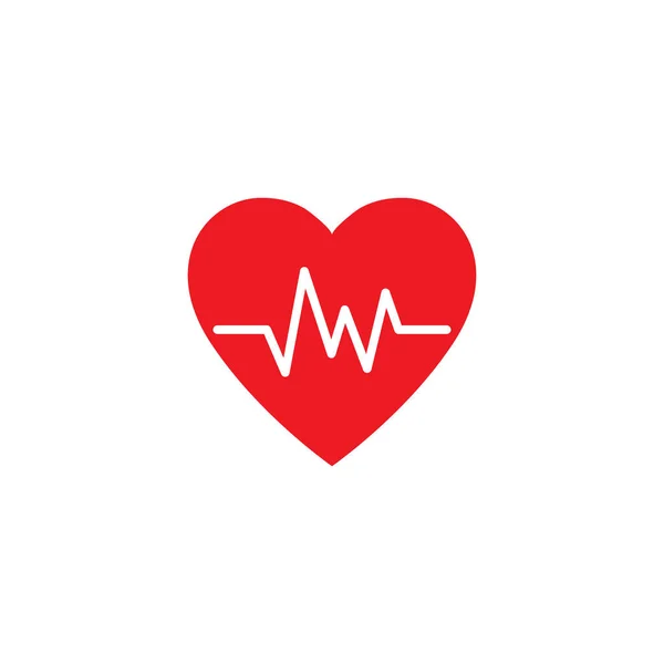 Batimento Cardíaco Pulso Batimento Cardíaco Ícone Vetor Plano Cardiograma Para — Vetor de Stock