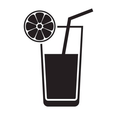 Meyve suyu yassı vektör simgesi. Kokteyl düz vektör simgesi