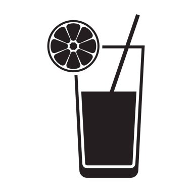 Meyve suyu yassı vektör simgesi. Kokteyl düz vektör simgesi