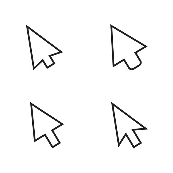 电脑鼠标光标线条图标为扁平风格 白孤立背景下的箭头光标矢量图解 — 图库矢量图片