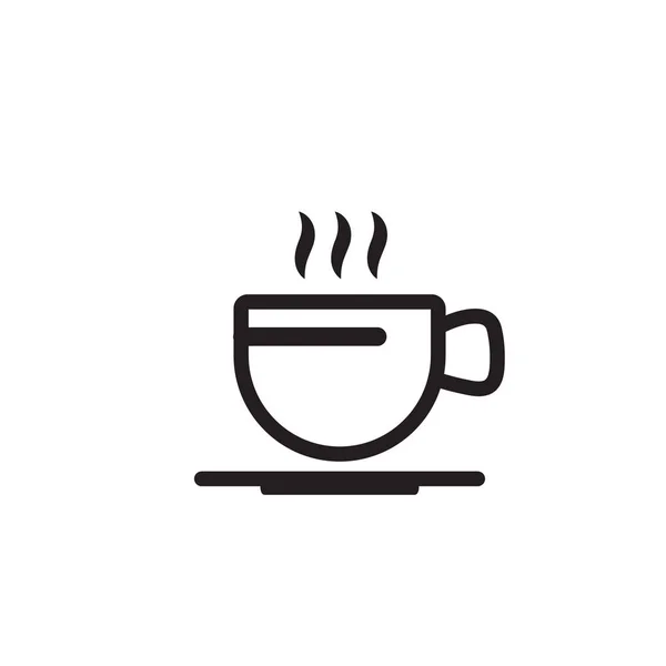 Чашка Кофе Чая Паром Векторная Линия Иконка Черный Белом Фоне — стоковый вектор