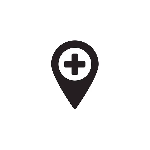 Ikon Pin Peta Simbol Penunjuk Peta Rumah Sakit - Stok Vektor