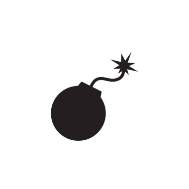 Bomba ikonu, vektör çizimi. Düz tasarım tarzı. Beyaz arka planda izole edilmiş vektör bomba ikonu çizimi, Eps8. bomba grafik tasarım vektör sembolü.