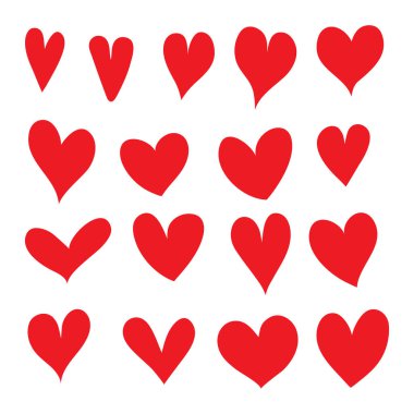 El çizimi kırmızı kalpler, vektör çizimi.