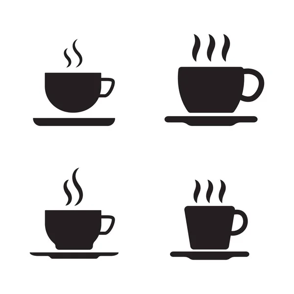 Cup Coffee Tea Steam Vector Line Icon Black White Background — Stock Vector