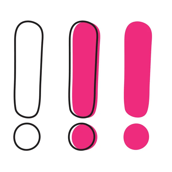 Cartoon Pink Exclamation Mark Vector Icon — 스톡 벡터