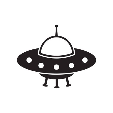 Beyaz arkaplanda Ufo simgesi, vektör illüstrasyonu