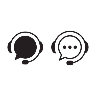 Beyaz arka plan üzerinde konuşma balonu ile destek. Düz vektör destek simgesi tasarım.