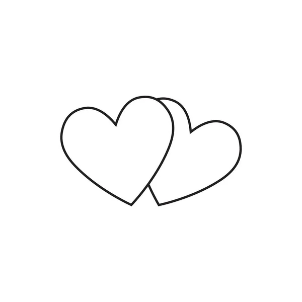 线条艺术的黑白对爱心之心 幸福的婚姻象征 情人节的图标 海报或横幅装饰等主题图解 — 图库矢量图片