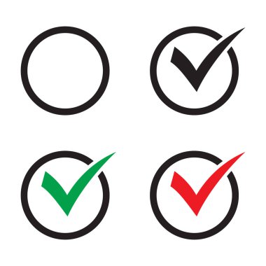 Boş ve işaretlenmiş kutucuk vektör simgesi seti.