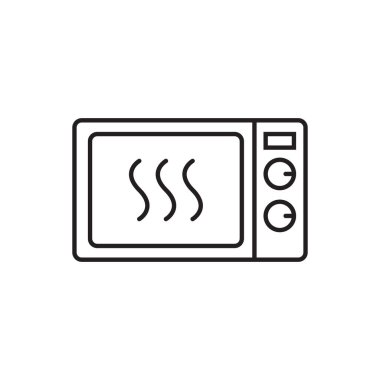 Beyaz zemin üzerinde izole edilmiş mikrodalga fırın ikonu. Ev aletleri simgesi. Vektör İllüstrasyonu.